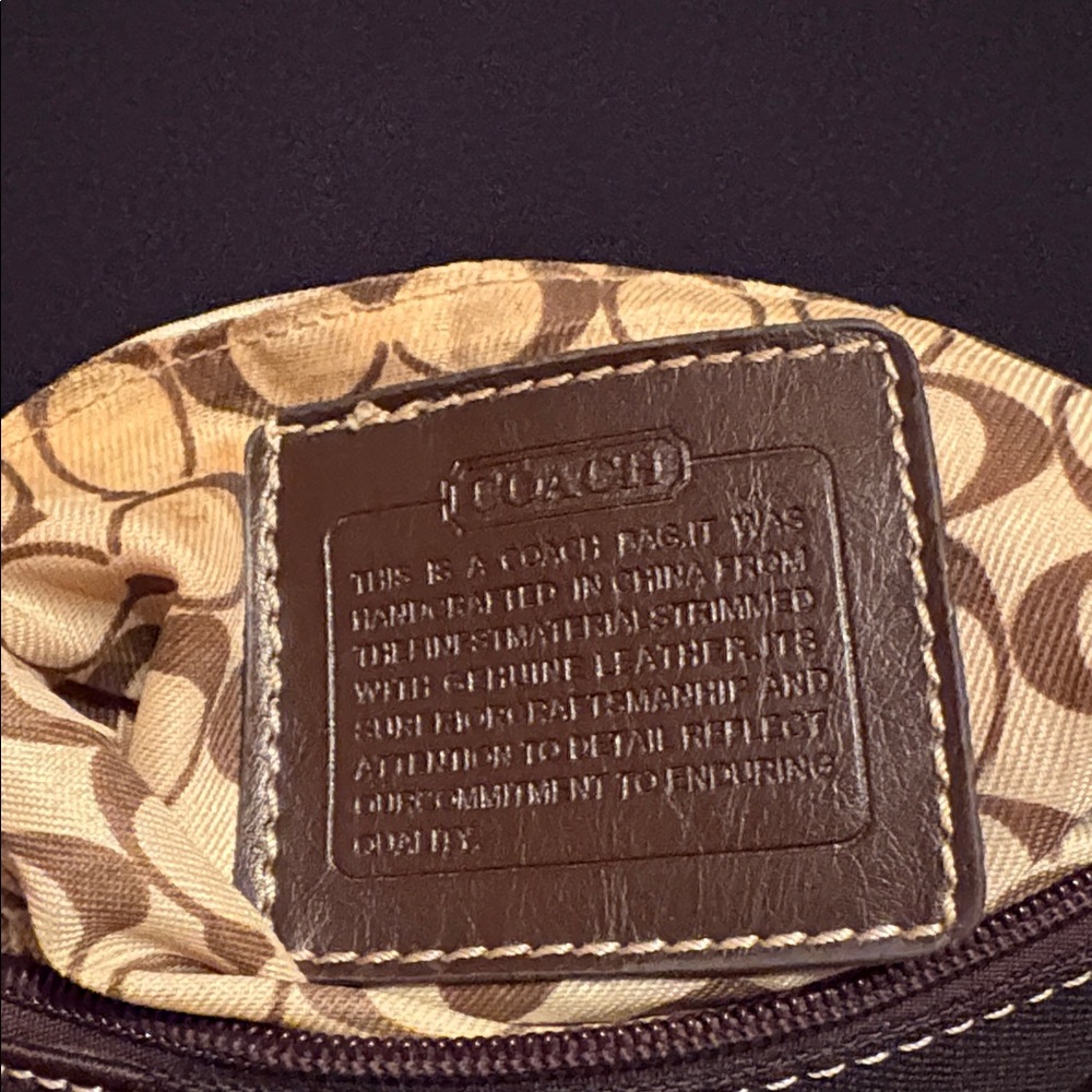 Coach dark brown canvas bag with leather trim - Picture 6 of 6